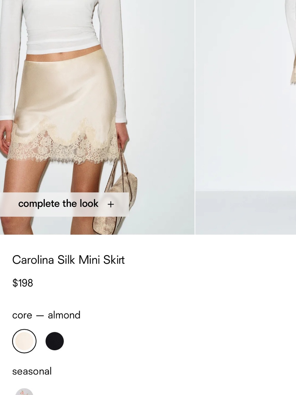 Reformation Carolina Silk Mini Skirt — Almond
